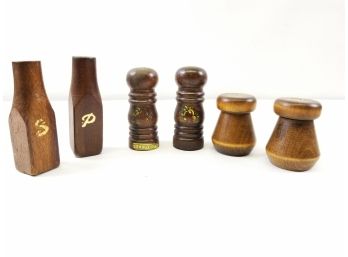 Lot Of Mid Century Modern Wood Salt And Pepper Shakers