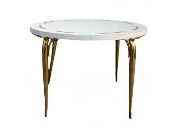 Mid Century White And Gold Table