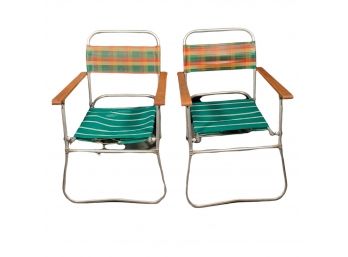 Vintage Pair Of  Mid Century Folding Chairs