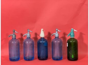 Lot Of Six Vintage Seltzer Bottles - Atlas, Carmys, Burbak
