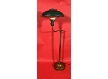 Vintage Adjustable Height Green Tole Saucer Floor Lamp