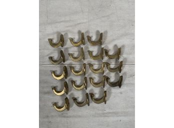 Vintage Lot Of Eighteen Brass Tone  Coat Hooks