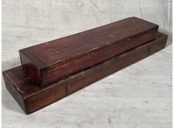 Vintage Pair Of Long Wooden Boxes