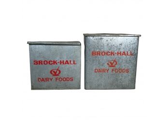 Vintage Pair Of Galvanized Milk Boxes Brock Hall Dairy Foods