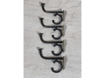 Antique  Lot Of Four Cast Iron Coat Hooks