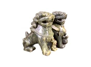 Pair Of Vintage Jade Foo Dogs