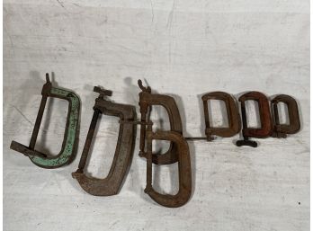 Lot Of Seven Iron Clamps