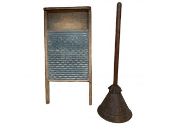 Antique Helpmate Vacuum Washer And Washboard