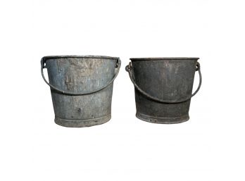 Vintage Lot Of Two Early Metal Pails