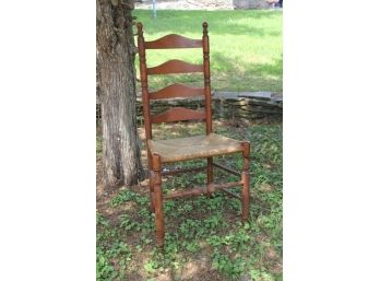 Antique Ladder Back Rush Seat Side Chair
