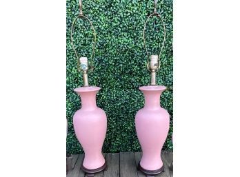 Pair Of 1970's Pink/Mauve Lamps