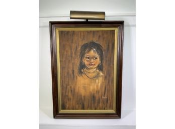 Vintage Painting Of Native American Little Girl