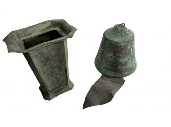 Cast Metal Bell & Metal Vase