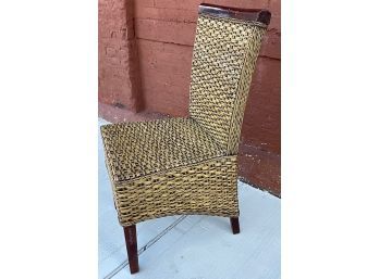 Woven Wicker And Wood Parson Chair