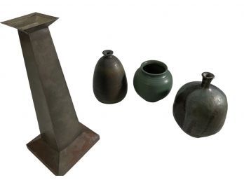 Assorted Pottery & Tall Vase