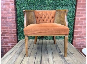 MCM Velour And Cane Sided Barrel Chair