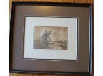 The Windmill J.S. Neubauer Signed Art Framed Numbered 48/100 Lighthouse River