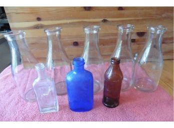 Lot Of 8 Vintage Glass Bottles Milk, Certo, Milk Of Magnesia Phillips, Health-o