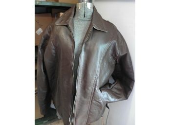 Mens GA ITALIAN Textile Group Genuine Leather Jacket XL Brown Coat