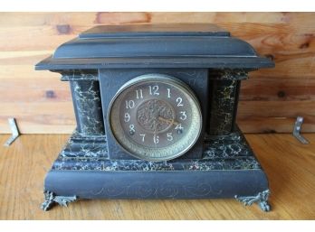 Mantle Clock Vintage Early 1900 Pendulum & Chime Antique Wooden Brass Claw Feet