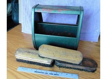 SPACEMASTER Caddy Tack Box Tin Shoe Shine Kit Carrier ?3 Horsehair Brush Vintage