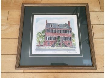 Vintage Davenport House Art Ink Watercolor Signed Numbered Framed Painting Art