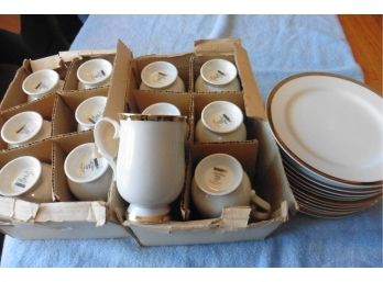 Lot Of Sheffield Fine China Japan Lido 12 Coffee Cups Mugs & 12 Dessert Plates