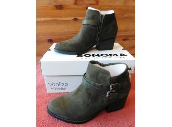 SONOMA GOODS ESME WOMEN'S ANKLE BOOTS OLIVE GREEN SIZE 6.5 NWT ORTHOLITE VITALIZ