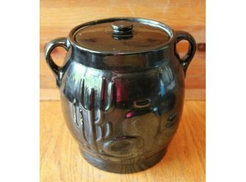 Black Glazed Cactus Pottery Vintage South Western Style Cookie Jar Pot With Lid