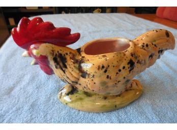 Porcelain Rooster Planter Hand Painted