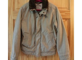 Abercrombie Adirondack Jacket Junior Boy's Size Large Lined Military Camel Tan