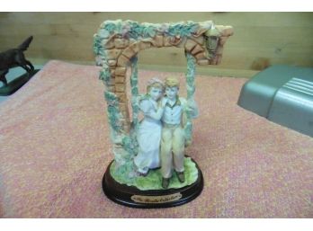 Vtg Mirella Collection Young Love On A Swing Wood Base Ceramic Academy