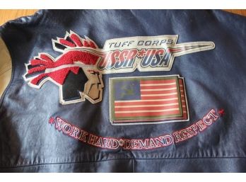 UB TUFF CORPS USSR USA Work Hard Demand Respect Leather Varsity Style Jacket Lg