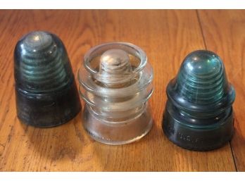 Lot Of 3 Glass Insulator Vintage Telephone Power Line Hemingray 19 Armstrongs TW