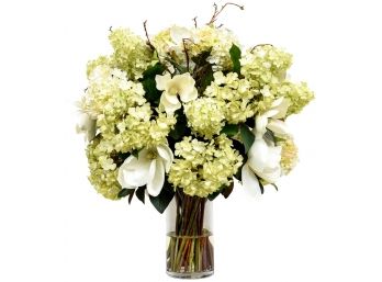 Diane James Home Faux Floral Couture Large Winter Whites In Illusion Glass Vase (RETAIL $785)