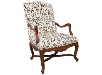 Carved Wood Arm Chair Reupholstered By HB Home