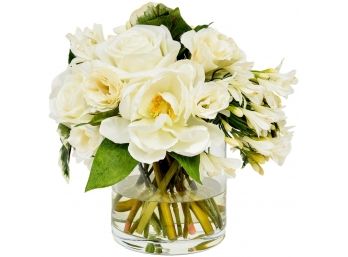 Diane James Home Faux Floral Couture Winter Whites In Illusion Glass Vase (RETAIL $420)