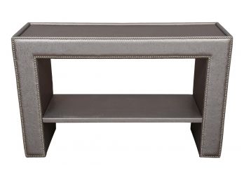 Printed Vinyl Console Table With Nail Head Stud Design