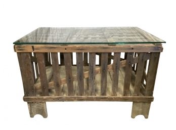 Animal Crate Coffee Table With Glass Top