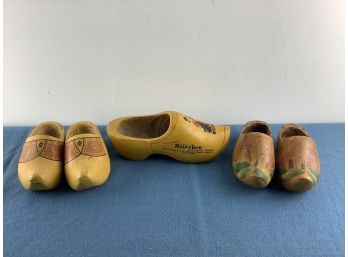 Lot Of 5 Wooden Shoes