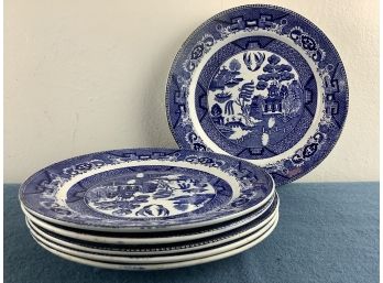 Set Of 6 Willow Blue & White Plates