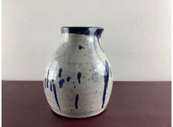 Heavy Bottom White And Blue Pitcher