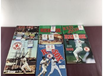 Lot Of 8 Red Sox Official Souvenir Magazines With Ticket Stubs