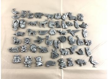 Large Lot Of Pewter Refrigerator Magnets - Miscellaneous Animals