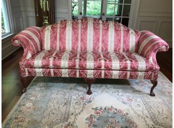 Gorgeous Chippendale Style Camel Back Sofa With Ball & Claw Feet - Fantastic Upholstery - LIKE NEW CONDITION