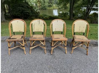 Set Of 4 Rattan Vinyl Wicker Chairs