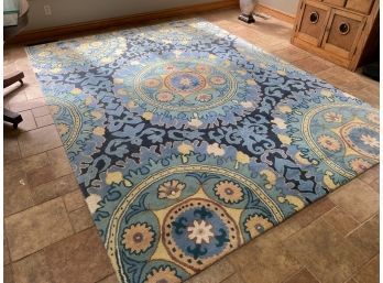 Blue Filigree Wool Area Rug 8'3' X 11'