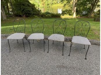 Set Of 4 Wrought Iron Ice Cream Parlor Chairs