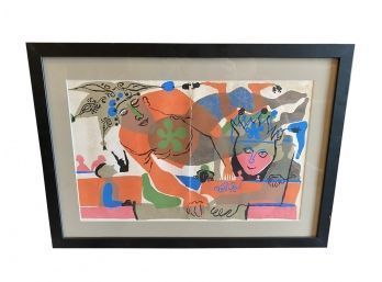 'the Race Of Clowns' David Stone Martin Color Lithograph