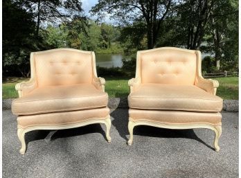 Pair Of  Vintage Pink Upholstered Lounge Chairs